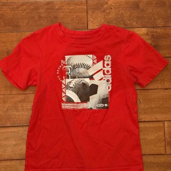 Adidas Red Short Sleeve Graphic Tee - Picture 1 of 3